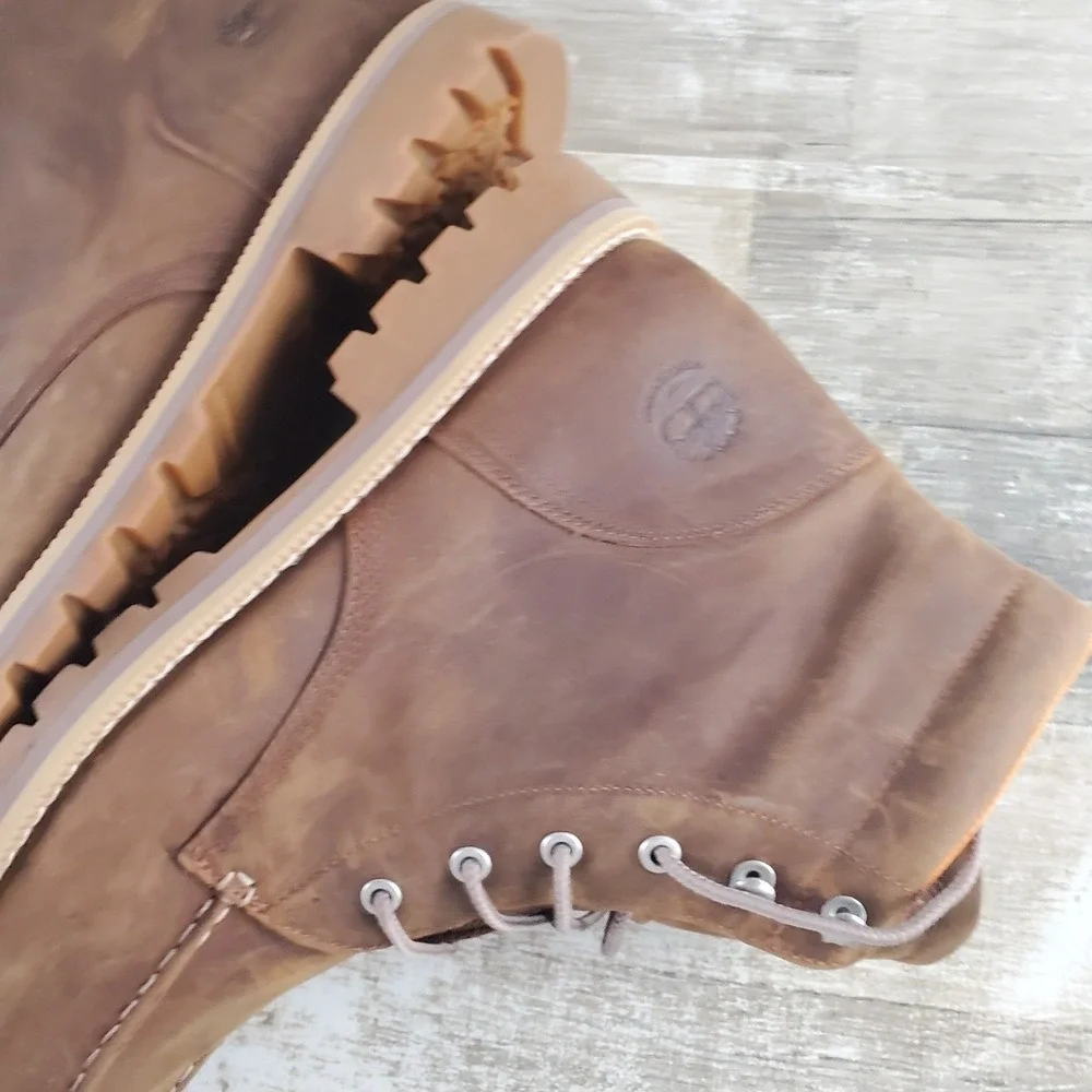 Timberland Redwood Falls Mens Ankle Boot Sz 13 Cognac Waterproof Lace Up Moc Toe